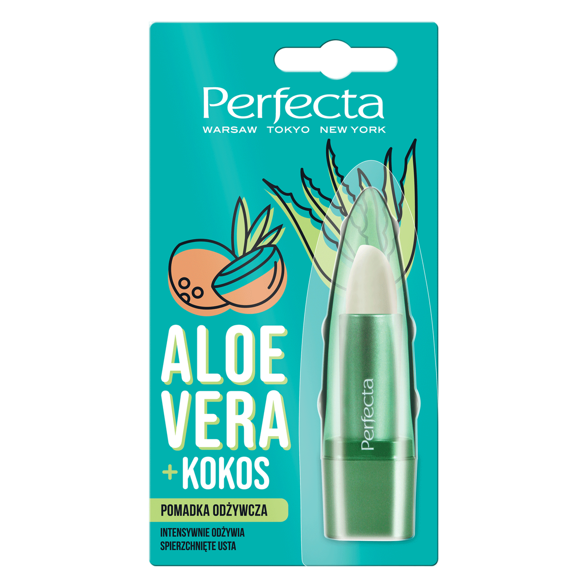 Perfecta Aloe Vera Odżywcza pomadka do ust z aloesem i kokosem