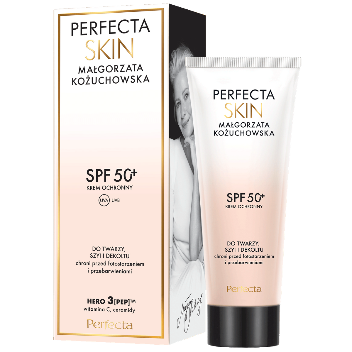 Perfecta Skin Małgorzata Kożuchowska krem ochronny SPF 50+ do twarzy, szyi i dekoltu