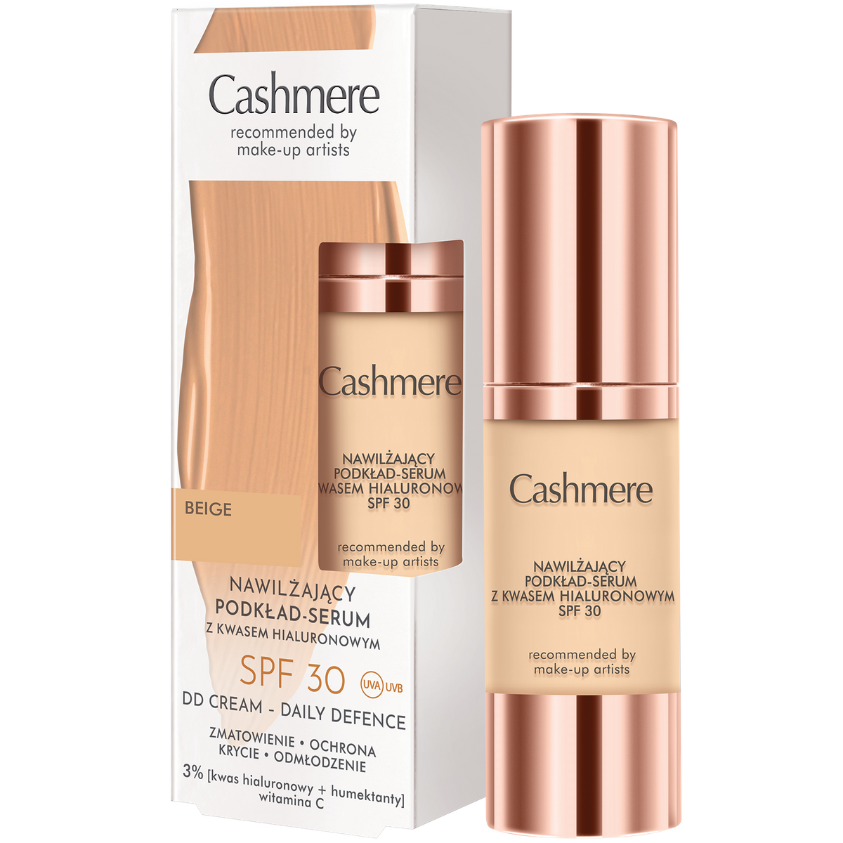 Cashmere DD Nawilżający podkład-serum z kwasem hialuronowym SPF 30 Beige