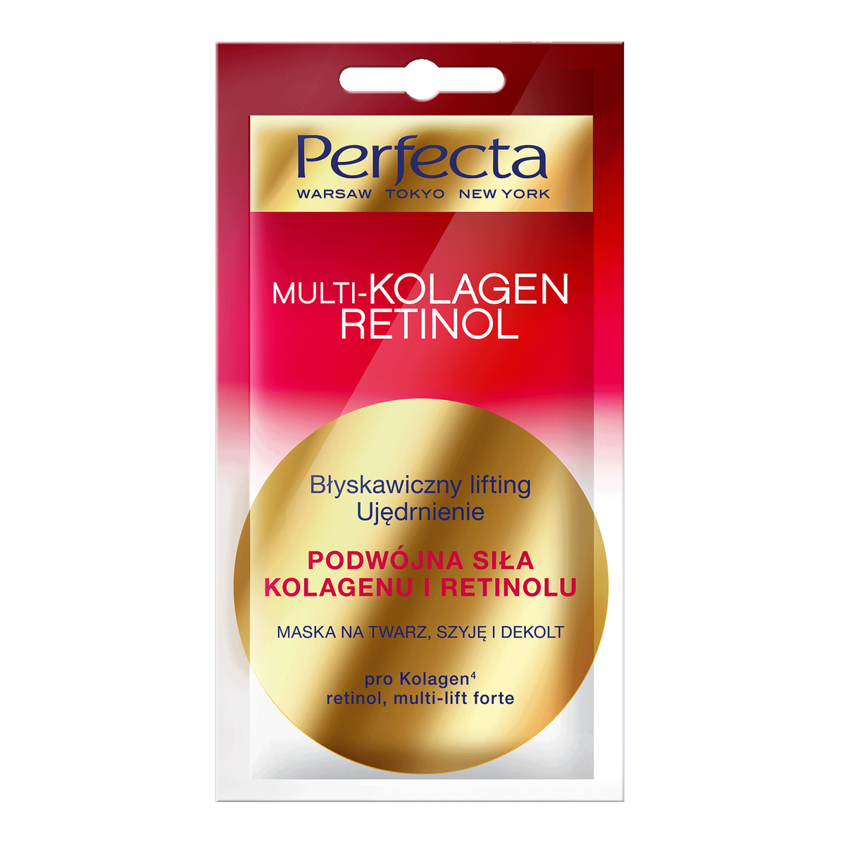 Perfecta Multikolagen Retinol podwójna siła kolagenu i retinolu maska na twarz, szyję, dekolt