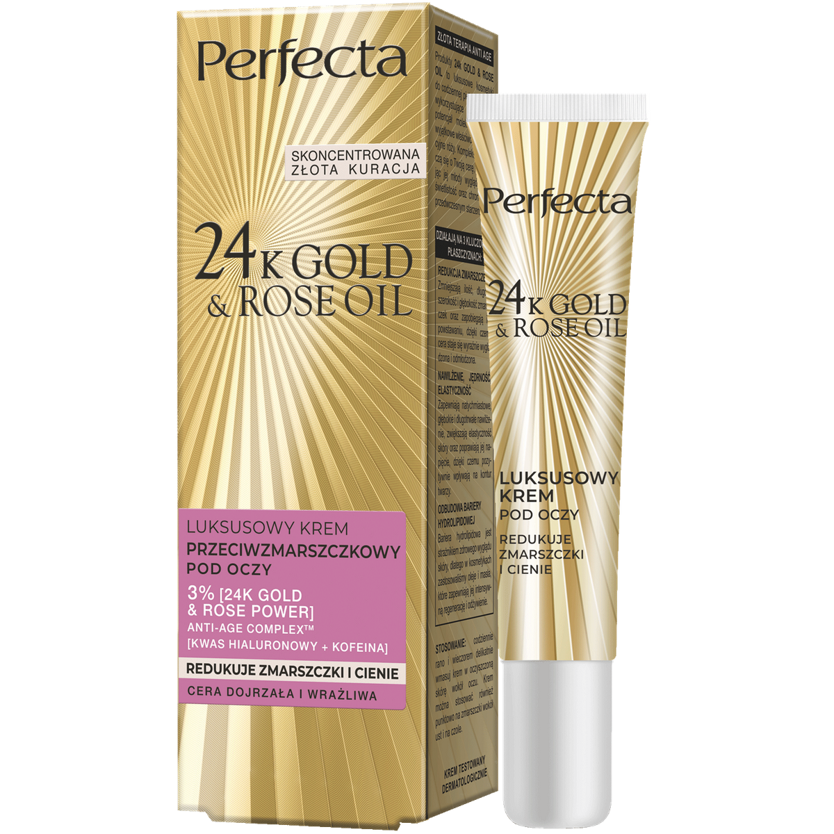 Perfecta 24K Gold&Rose Oil Luksusowy krem przeciwzmarszczkowy pod oczy