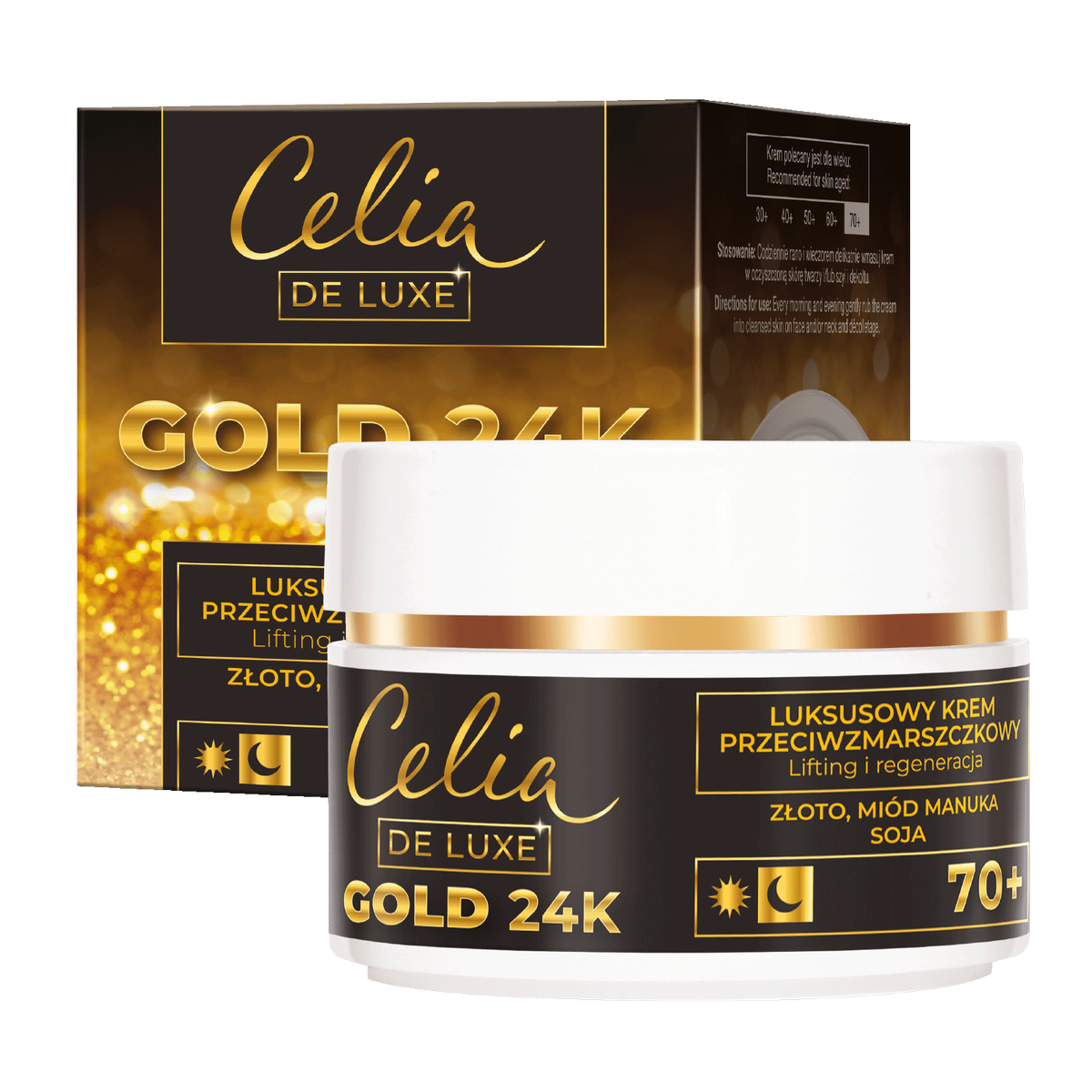 Celia Gold 24k Luksusowy krem do twarzy przeciwzmarszczkowy 70+