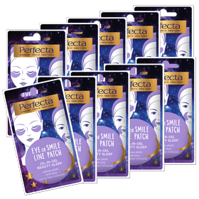 10x Perfecta EYE or SMILE LINE PATCH gel pads under the eyes or on mimic lines