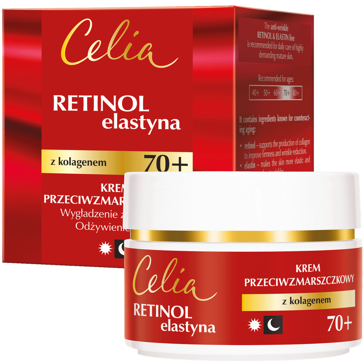 Celia Retinol & Elastyna Krem przeciwzmarszczkowy z kolagenem na dzień i na noc 70+