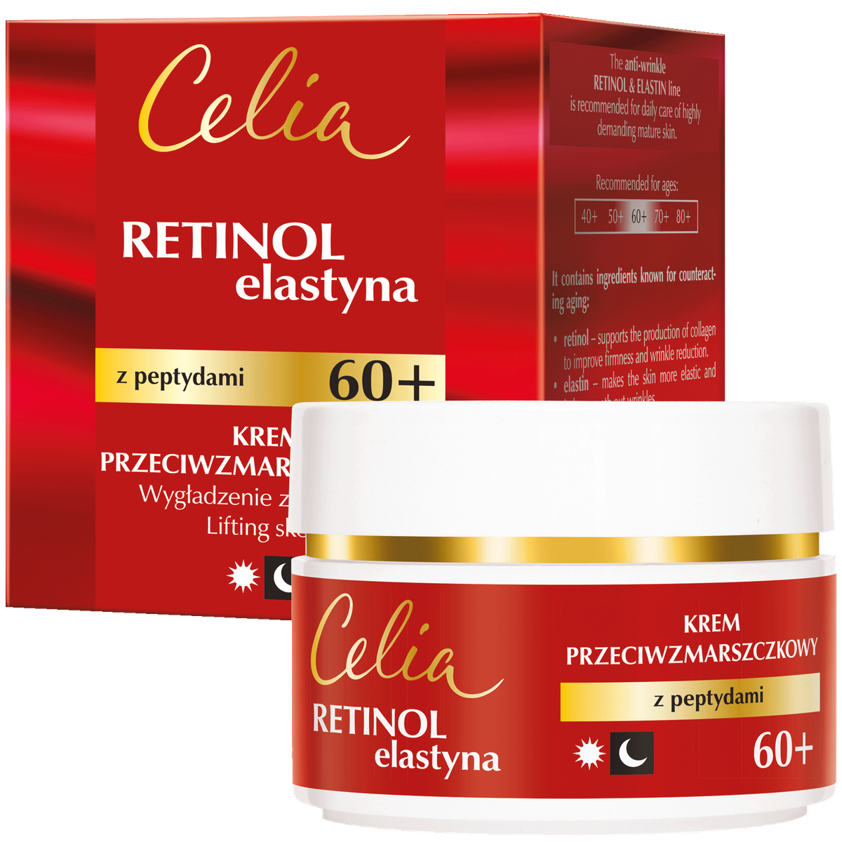 Celia Retinol & Elastyna Krem przeciwzmarszczkowy z peptydami na dzień i na noc 60+