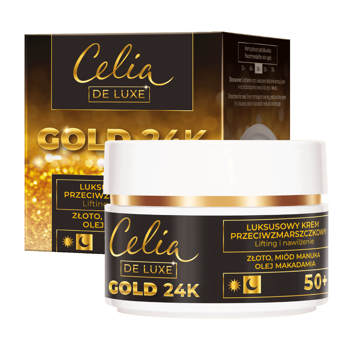 Celia Gold 24k Luksusowy krem do twarzy przeciwzmarszczkowy 50+