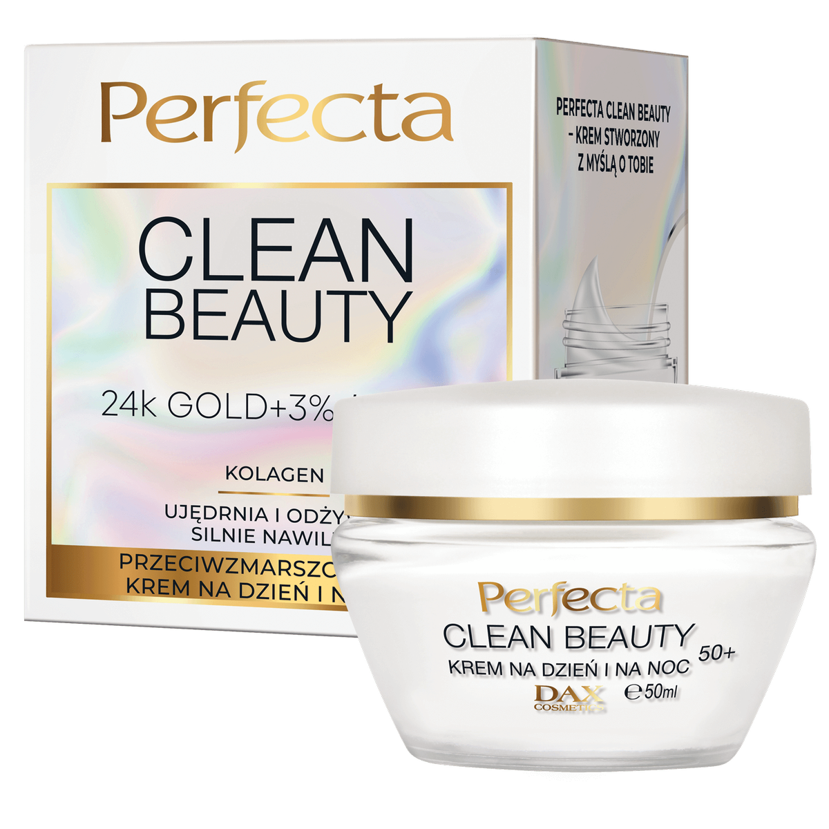 Perfecta Clean Beauty Przeciwzmarszczkowy krem na dzień i na noc 50+ z 24K Gold