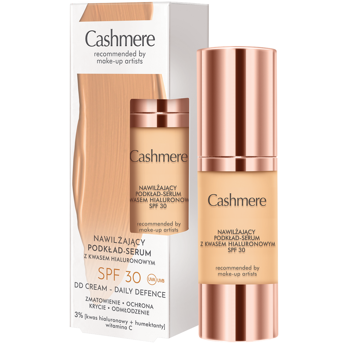 Cashmere DD Nawilżający podkład-serum z kwasem hialuronowym SPF 30 Warm Beige