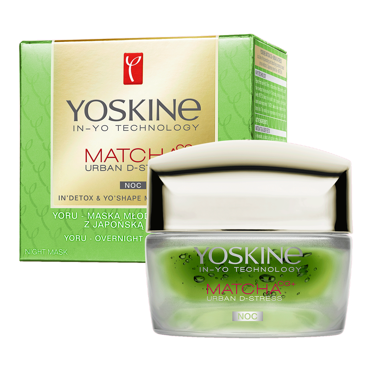 Yoskine Matcha Urban D-Stress maska do twarzy na noc z herbatą Matcha