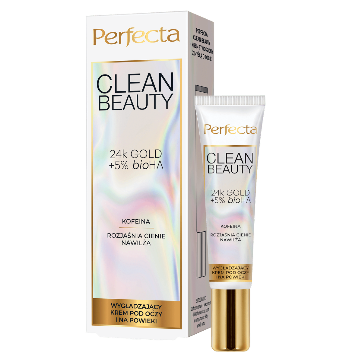 Perfecta Clean Beauty Wygładzający krem pod oczy i na powieki z 24K Gold