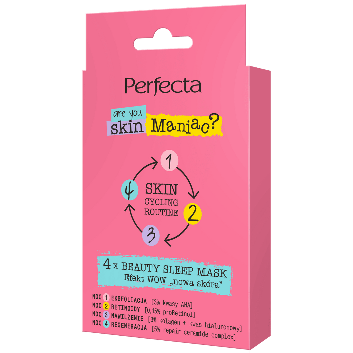 Perfecta Skin Cycling Routine ZESTAW 4 x Beauty Sleep Mask Efekt WOW ,,nowa skóra