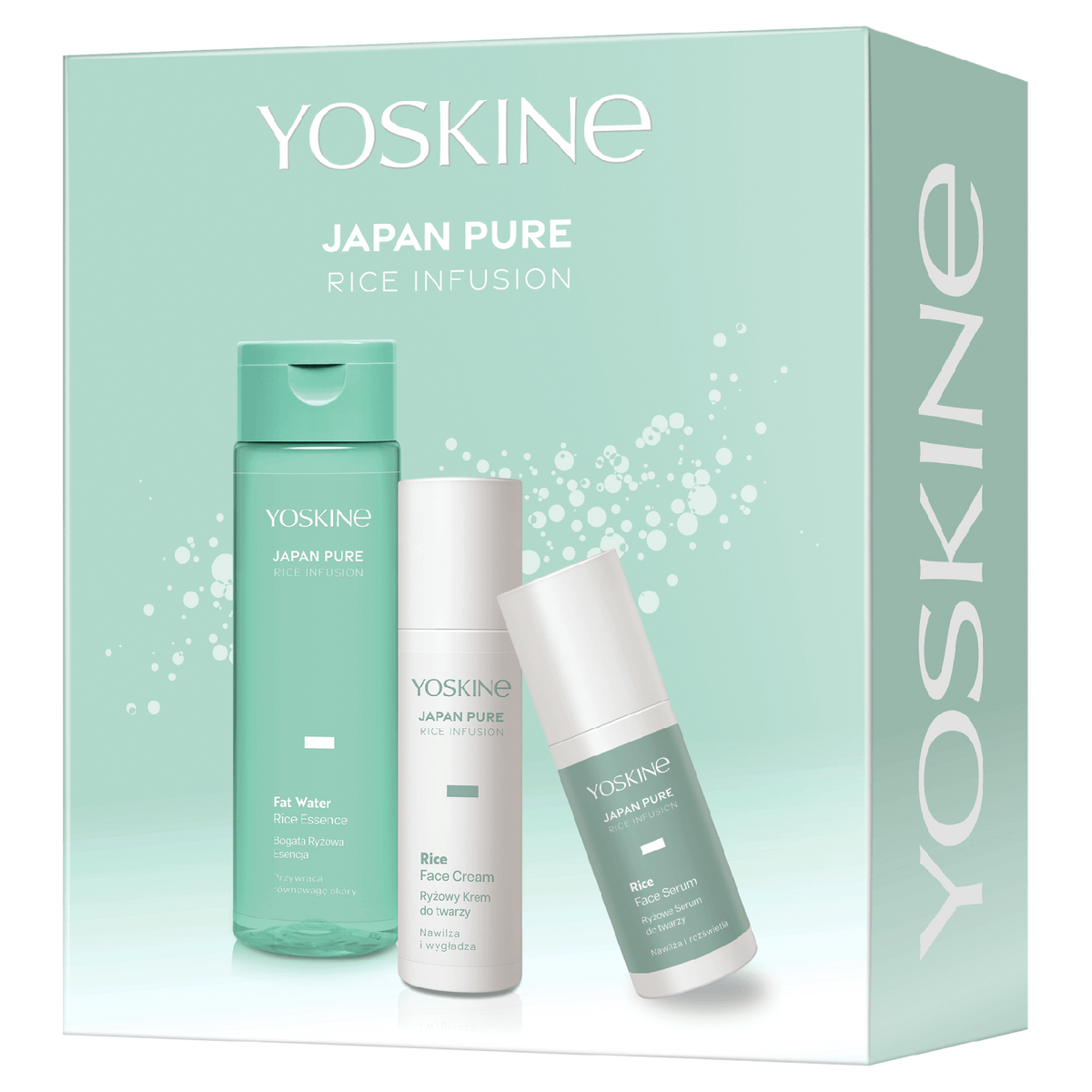 Zestaw Yoskine Japan Pure Rice Infusion Ryżowy krem do twarzy + bogata esencja do twarzy + ryżowe serum do twarzy